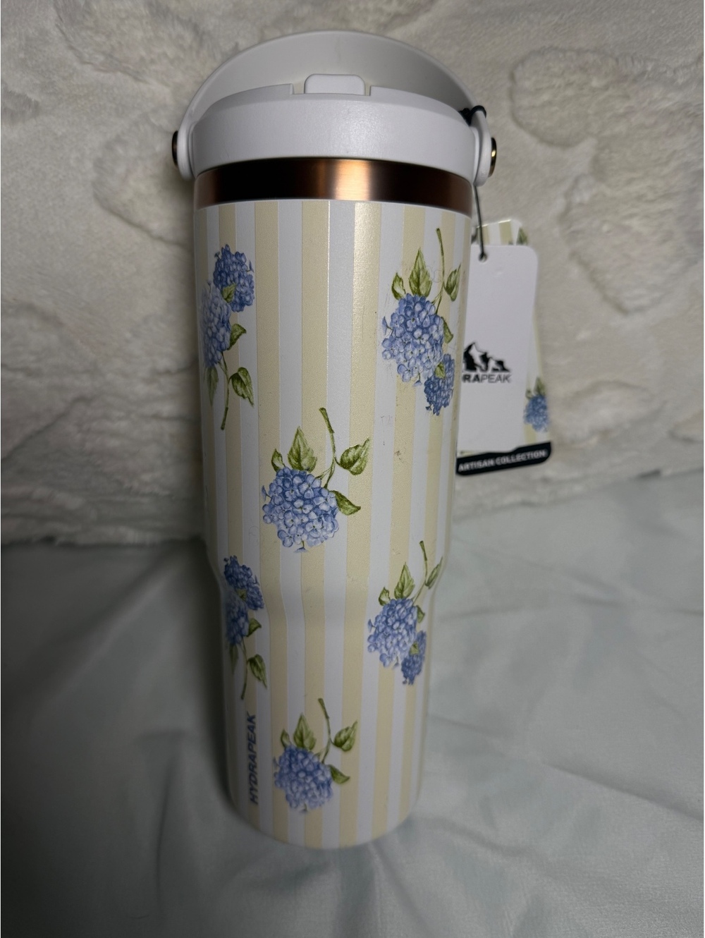Floral Insulated Travel Mug with Flip Top Lid